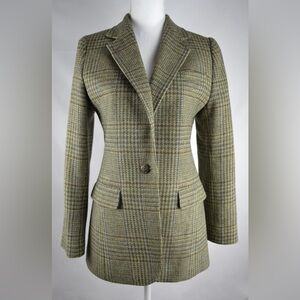 Lauren Ralph Lauren Plaid Wool Blazer Academia Jacket Green Women’s size 4 EUC